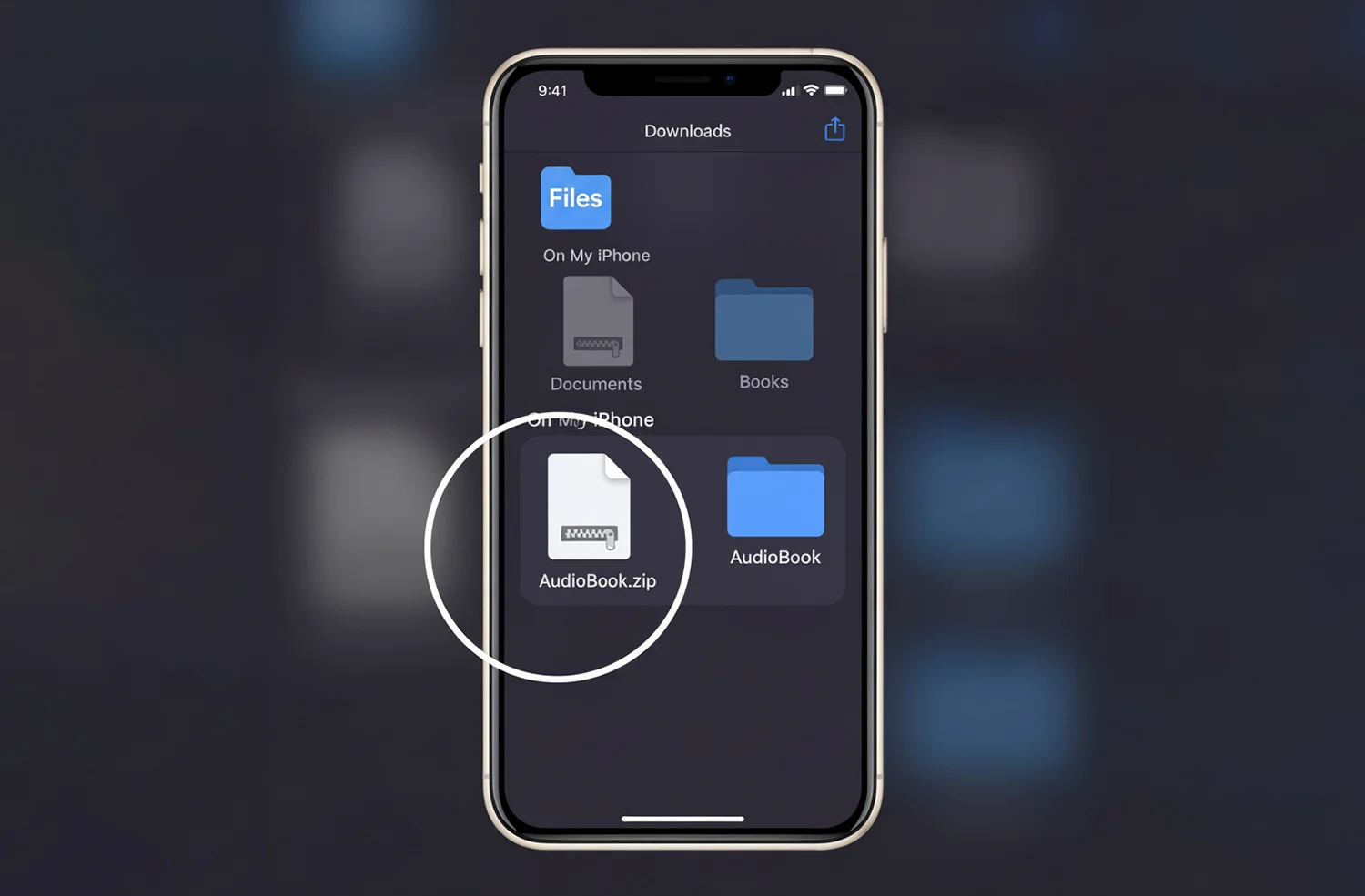 فایل زیپ در اپ Files آیفون قبل از اکسترکت